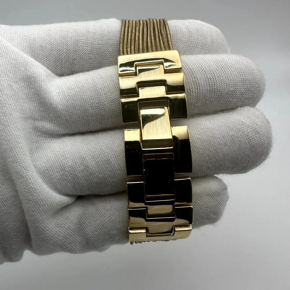 Versales Gold Tone Rectangular Quartz Watch with Crystal Accents, Japan Movt